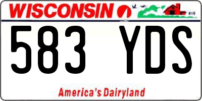 WI license plate 583YDS
