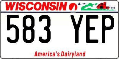 WI license plate 583YEP