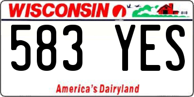 WI license plate 583YES