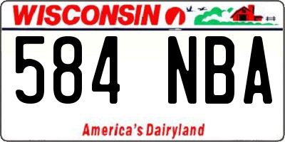 WI license plate 584NBA