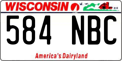 WI license plate 584NBC