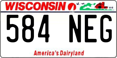 WI license plate 584NEG