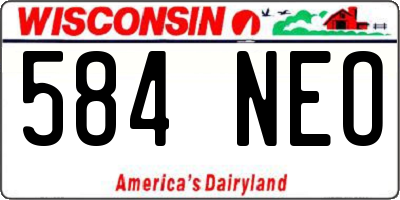 WI license plate 584NEO