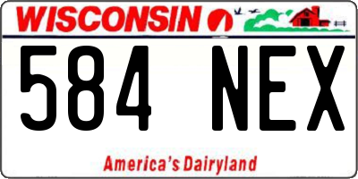 WI license plate 584NEX