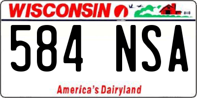 WI license plate 584NSA