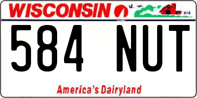 WI license plate 584NUT