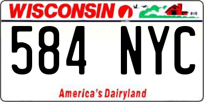 WI license plate 584NYC