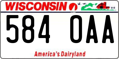 WI license plate 584OAA