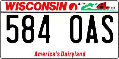 WI license plate 584OAS