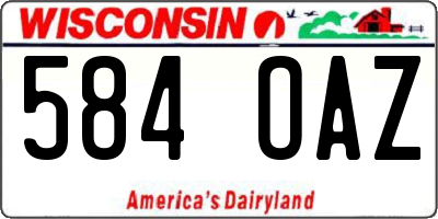 WI license plate 584OAZ