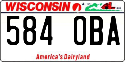 WI license plate 584OBA