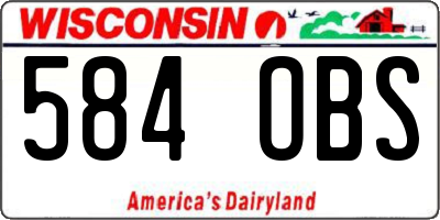 WI license plate 584OBS