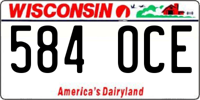 WI license plate 584OCE