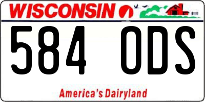 WI license plate 584ODS