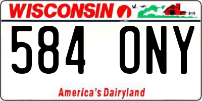 WI license plate 584ONY