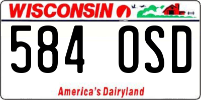 WI license plate 584OSD