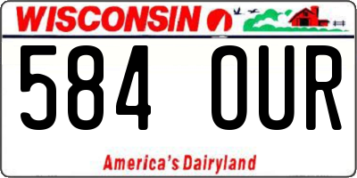 WI license plate 584OUR