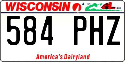 WI license plate 584PHZ