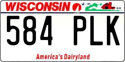 WI license plate 584PLK