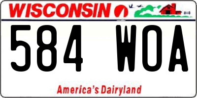 WI license plate 584WOA