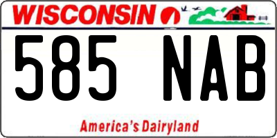 WI license plate 585NAB