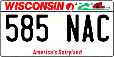 WI license plate 585NAC