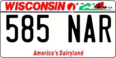 WI license plate 585NAR