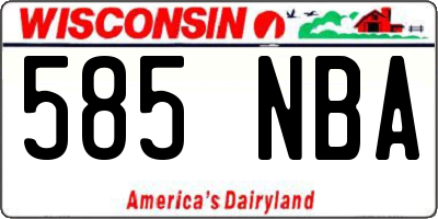 WI license plate 585NBA