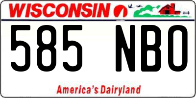 WI license plate 585NBO
