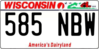 WI license plate 585NBW