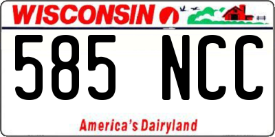 WI license plate 585NCC