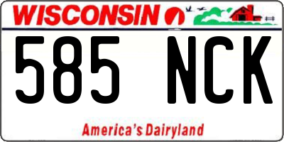 WI license plate 585NCK