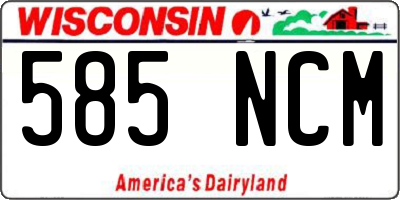 WI license plate 585NCM