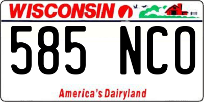 WI license plate 585NCO