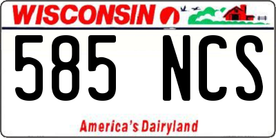 WI license plate 585NCS
