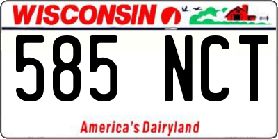 WI license plate 585NCT