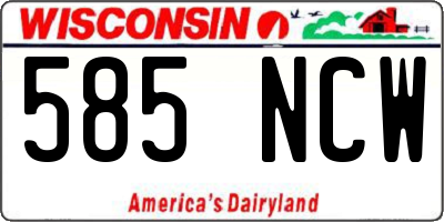WI license plate 585NCW