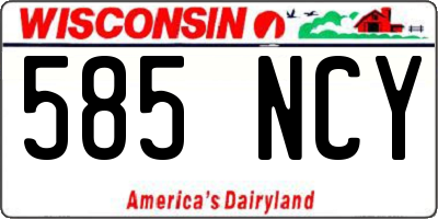 WI license plate 585NCY