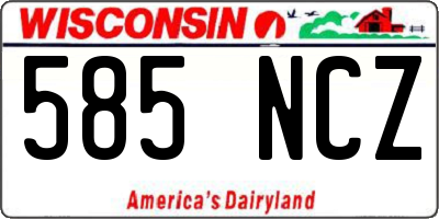 WI license plate 585NCZ