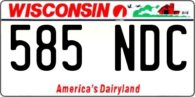WI license plate 585NDC