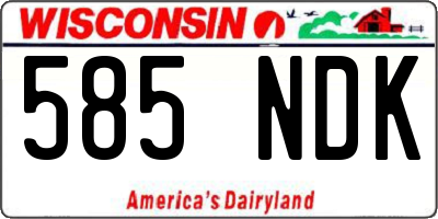 WI license plate 585NDK