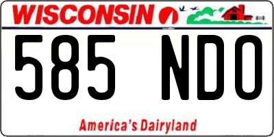 WI license plate 585NDO