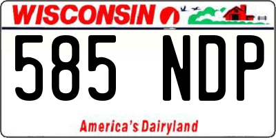 WI license plate 585NDP