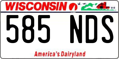 WI license plate 585NDS