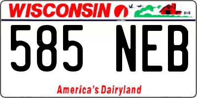 WI license plate 585NEB