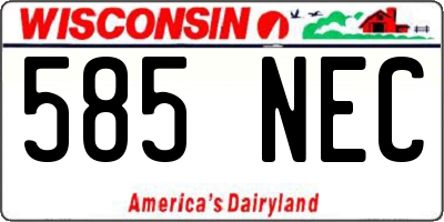 WI license plate 585NEC