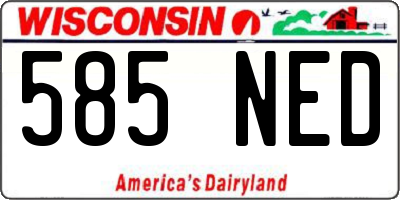 WI license plate 585NED