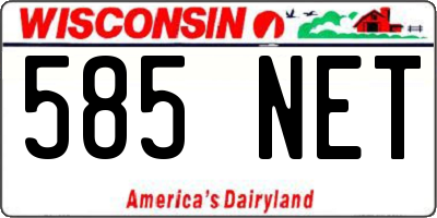 WI license plate 585NET