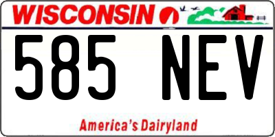 WI license plate 585NEV