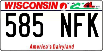 WI license plate 585NFK